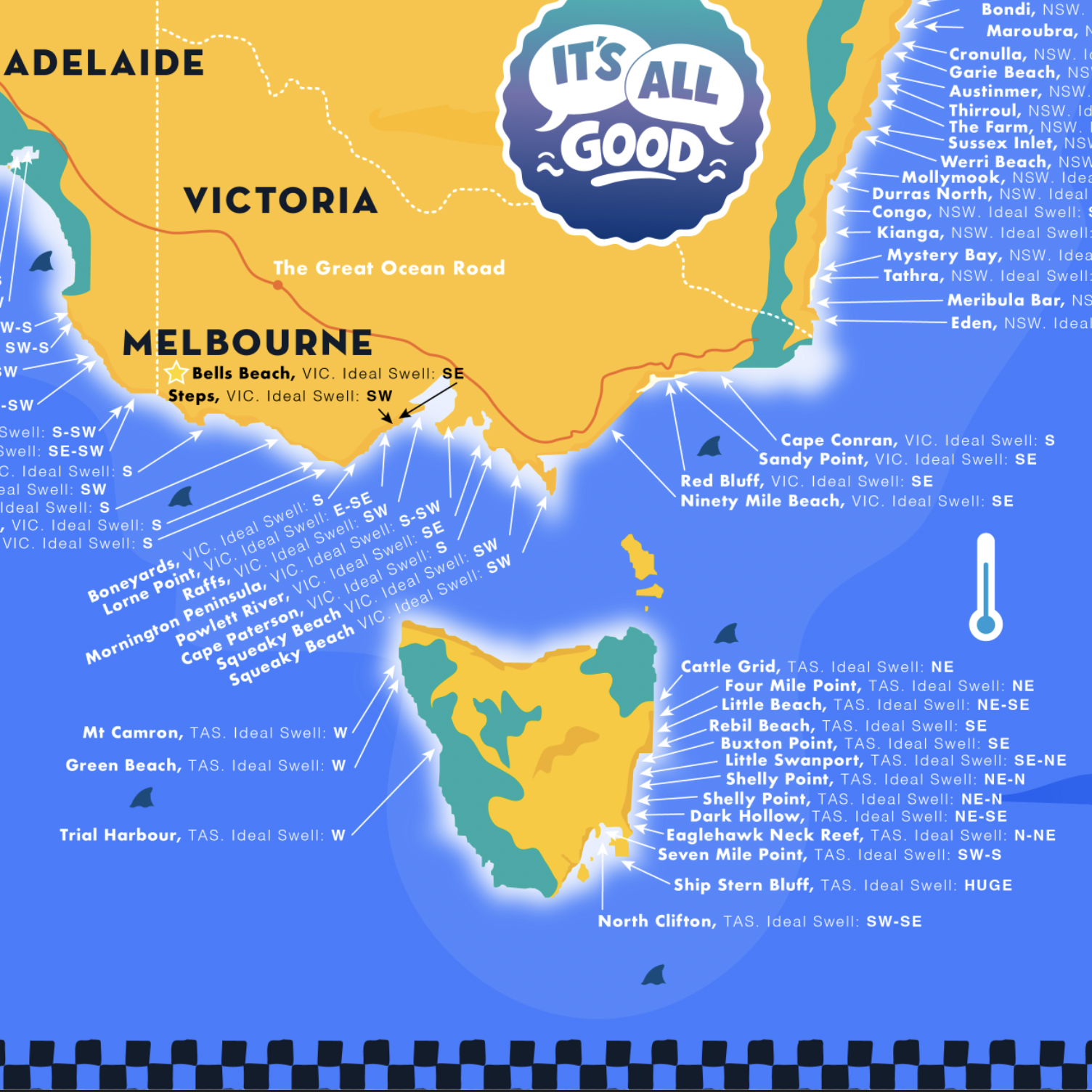 Great Surf Breaks of Australia (Grom's &amp; Big Grom's map)