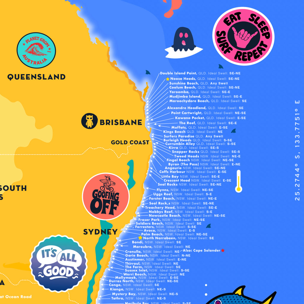Great Surf Breaks of Australia (Grom's &amp; Big Grom's map)
