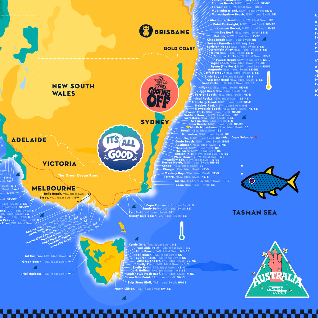 Great Surf Breaks of Australia (Grom's &amp; Big Grom's map)