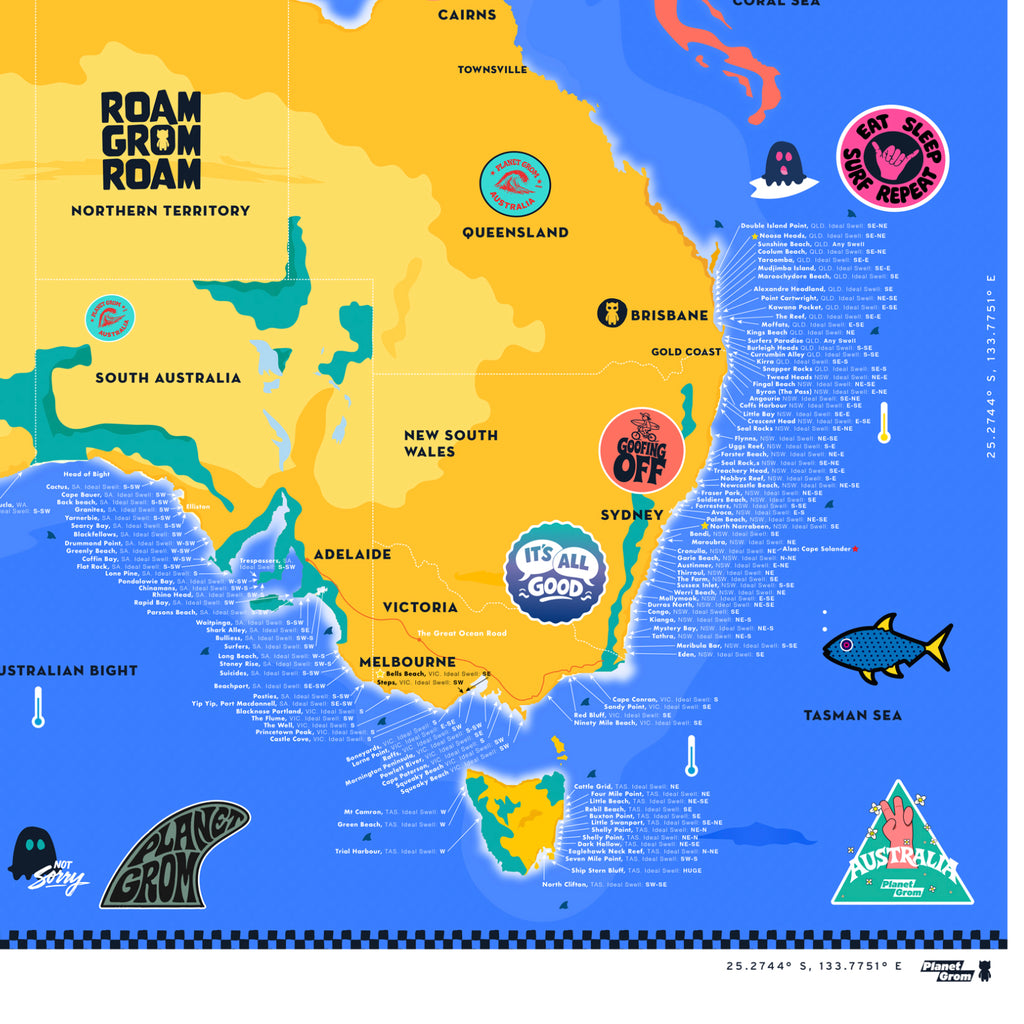 Great Surf Breaks of Australia (Grom's &amp; Big Grom's map)